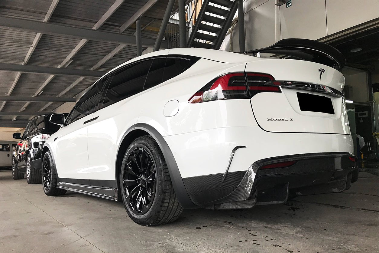 2016 - 2021 Tesla Model X SUV RZS Style Carbon Fiber Rear Bumper Canards